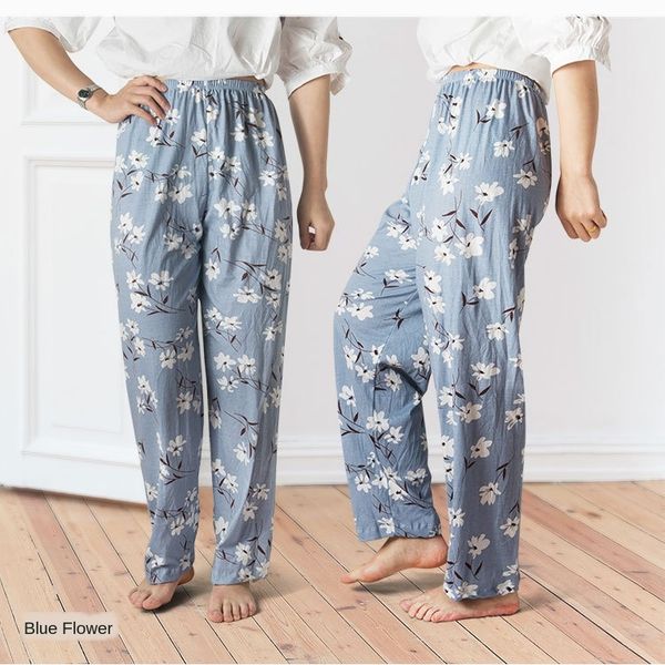 

month pure cotton women's home pants month pants women's pure home pajamas pajamas cotton, Blue;red