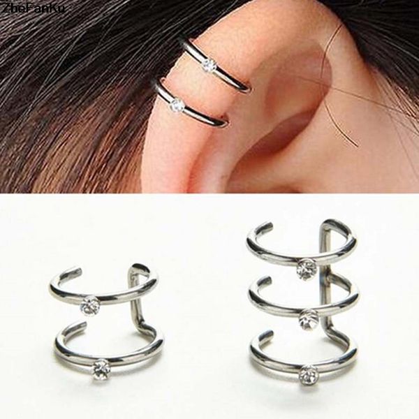 

1pc 2018 fashion 316l surigcal steel c shape fake earrings faux earrings non piercing body piercing, Silver