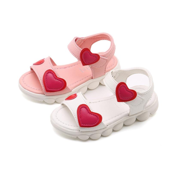 

детская обувь девушки sandalias горячее лето cute baby girl обувь red heart pattern мягкие моды малышей девушки сандалии пляжа, Black;red