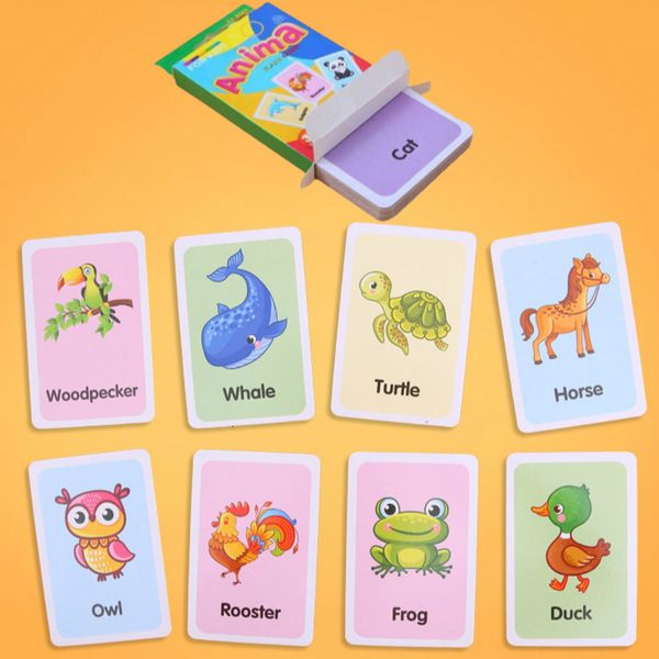

36pcs kids cognition card shape animal color teaching baby english learning word card education toys montessori materials gift
