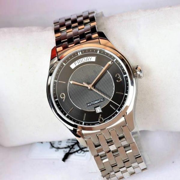 

t038 automatic mechanical male watch 37mm diameter sapphire mirror eta2836-2 movement waterproof 50m fine steel strap bow, Slivery;brown