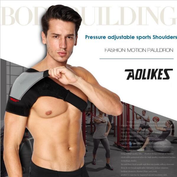 

handise adjustable single shoulder protection sports shoulder pad protector basketball badminton tennis ball back support, Black;blue