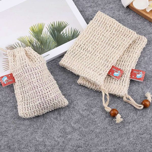 

natural mesh soap saver sisal soap saver bag pouch holder for shower bath women men foaming and drying soap bag fa2074