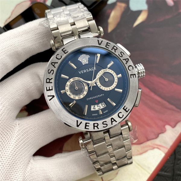 

2020 fashion luxury watch steel band multifunction chronograph sports casual men's quartz watch, Slivery;brown