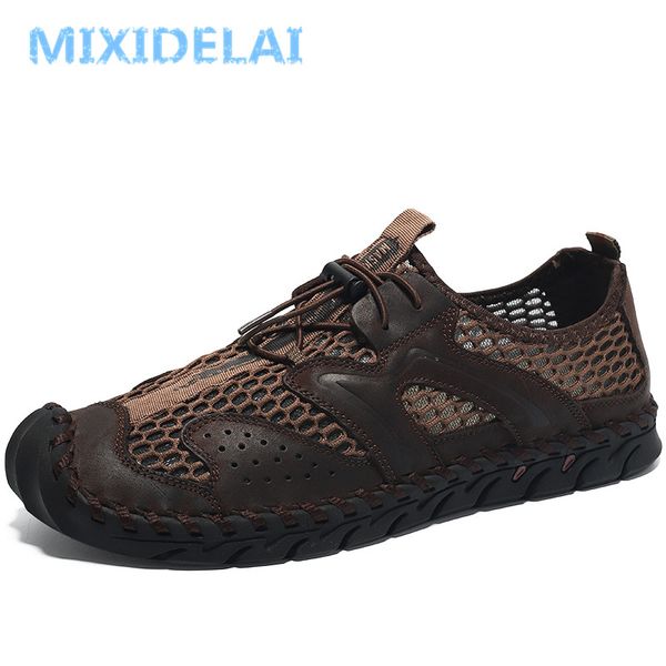 

mixidelai new big size 38-48 men's summer breathable mesh outdoor sneakers for spring men flat shoes comfortable casual shoes, Black