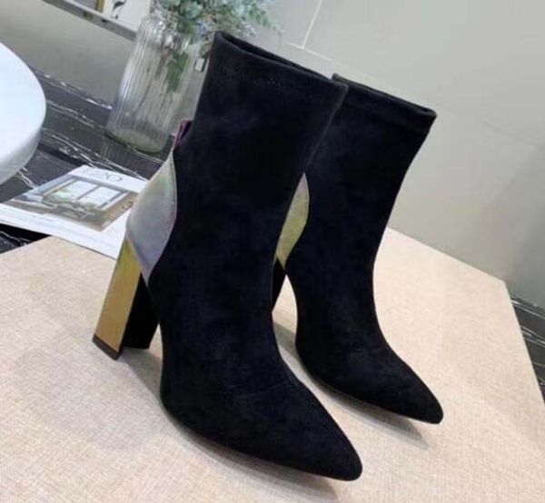 

latest women designer boots martin desert boot flamingos love arrow medal 100% real leather coarse size us5-11 winter shoes q10, Black