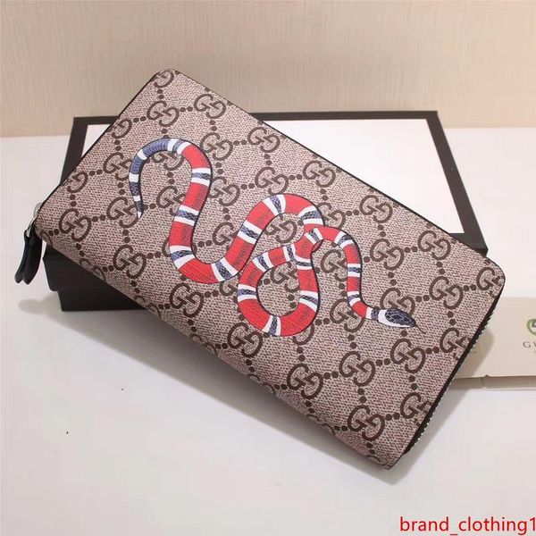 

luxury celebrity design letter embossing snake tiger head zipper wallet canvas cowhide leather 451273 long purse clutch