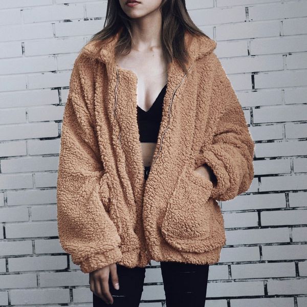

2019 autumn warm teddy bear coat women thick faux fur jacket female winter oversized jacket ladies plus size coats with fur 3xl, Black