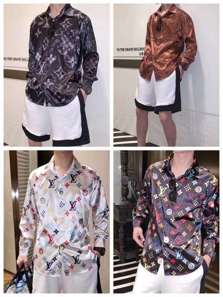 

slim shirt medusa men = 2020ll 3d gold floral print men's shirt long sleeve business casual shirt men's clothing, White;black