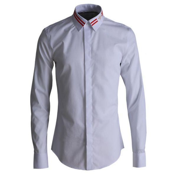 

красная линия воротник bee bee рубашка вышивка бренд мужской одежды рубашка мужской, White;black