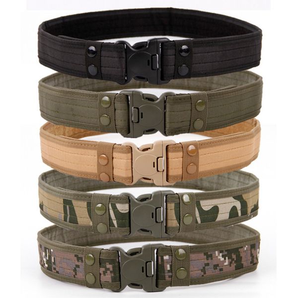 

tactical men's belts army thicken canvas tactical outdoor waistband adjustable hunting survival waist support belt, Black;gray