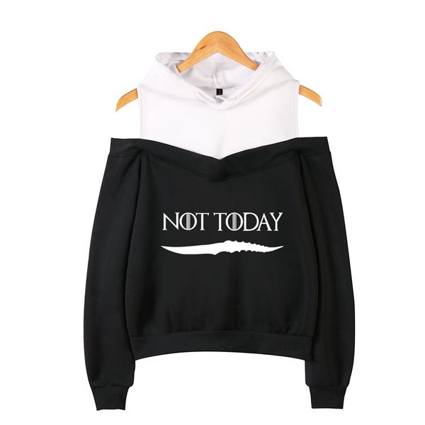 

game of throne arya stark not today print basic fashion hoodies sweatshirt women high street casual popular hoodies, Black