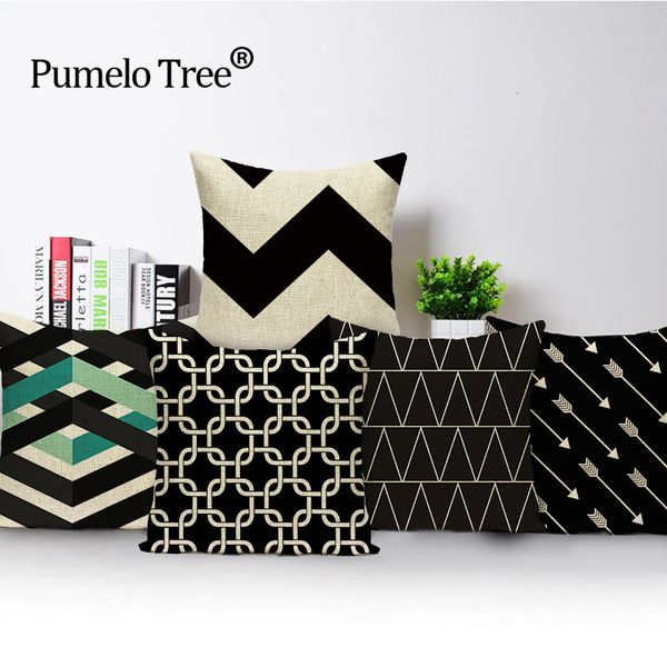 

современный nordic deer подушка обложка белье скандинавского elk бросьте поясничную наволочку черных треугольников площадь председатель авто