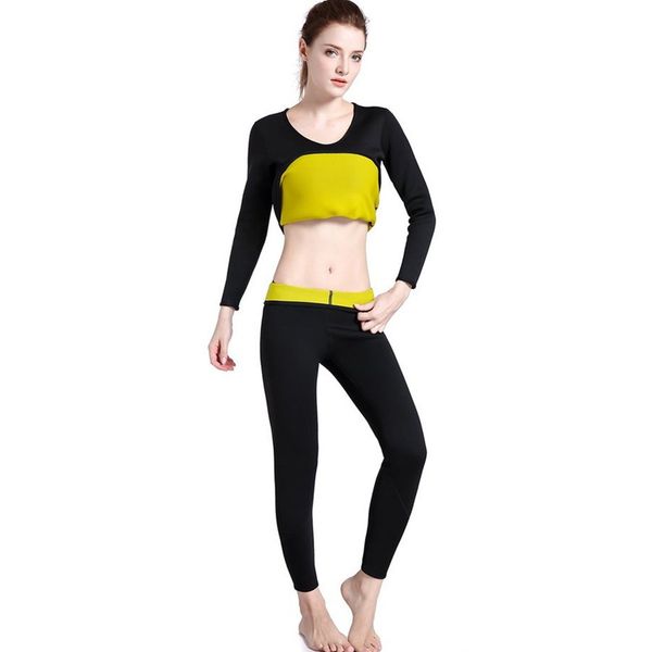 

womens body shapers long pants sleeve slimming fitness panties fat burning t-shirt suit super stretch sweat sauna shaperwear y200110, White