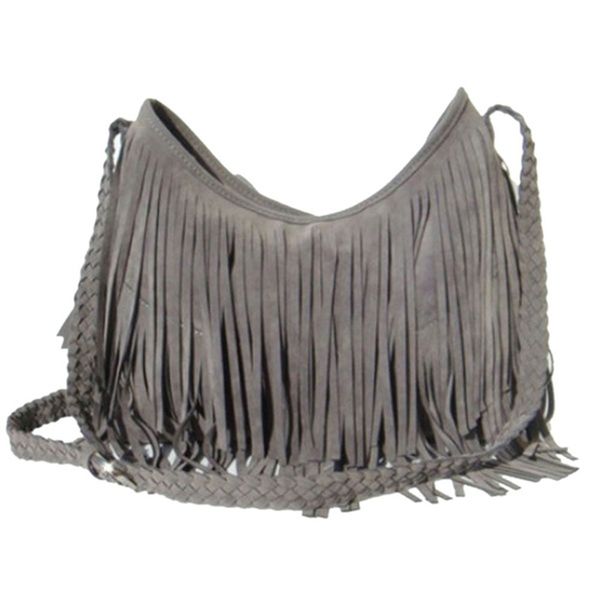 

2020 tassel faux suede shoulder bag across body young fashion bag fringed bucket purse women's messenger shoulder