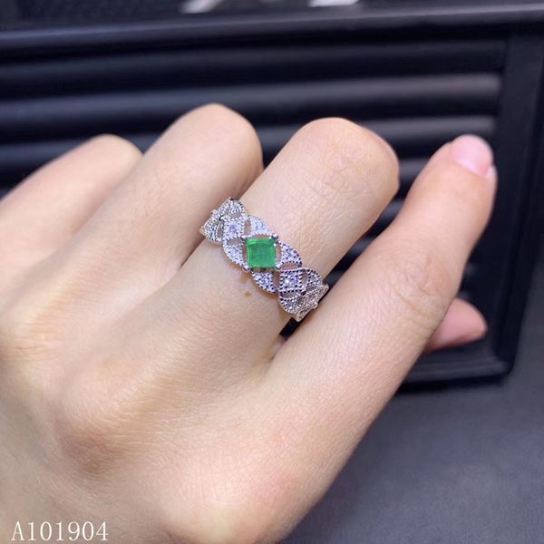 

kjjeaxcmy boutique jewelry 925 sterling silver inlaid natural emerald women's luxury ring support detection, Golden;silver