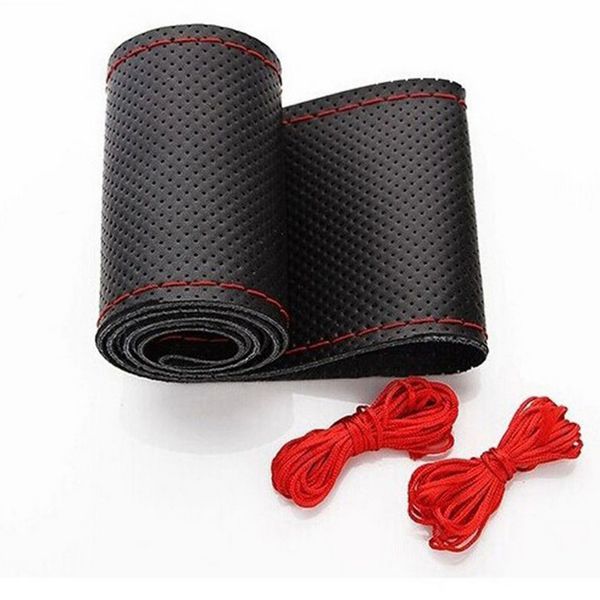 

Diy car teering wheel cover fiber leather with needle braid on teering wheel kidproof 38cm car tyling interior acce orie