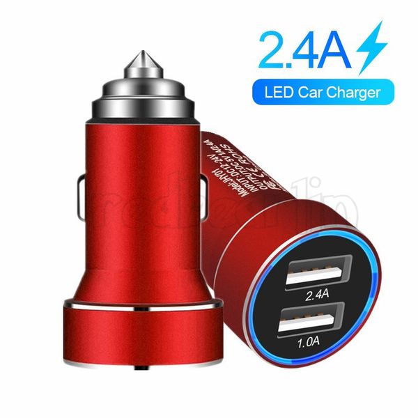 

быстрый автомобиль зарядное устройство молоток безопасности dual usb порты 3.4a автомобильное зарядное устройство автомобильный блок питания