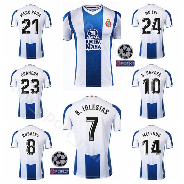 

rcd espanyol футбол джерси 19-20 мужчин 23 granero 14 melendo 13 диего лопес 4 виктор санчес 16 хави лопес футбольная рубашка комплекты униф, Black;yellow