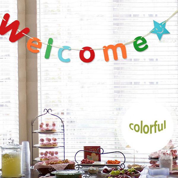 2018 Cheap 3m Long Silk Ribbon Welcome Paper Letter Banners