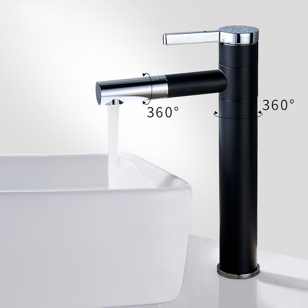 

basin faucet platform heightening white/black chrome cast basin tap rotate 720 degrees deck mounted robinet
