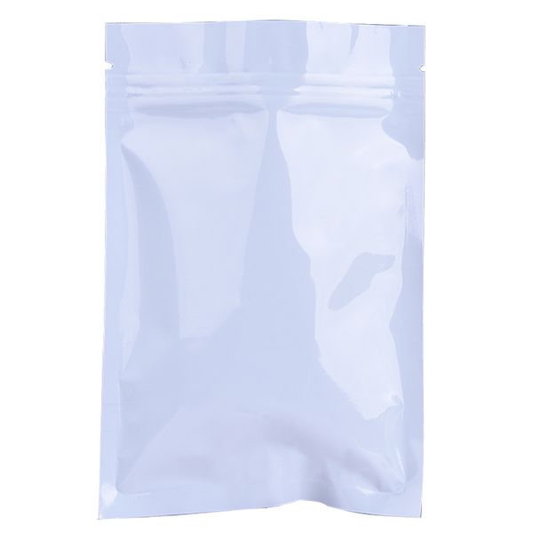 200 pcs / lote branco Mylar alumínio alumínio embalagem sacos 6 * 8cm fecho fechado zíper zíper selando saco de armazenamento de alimentos vazio plástico válvula de poder de calor malotas