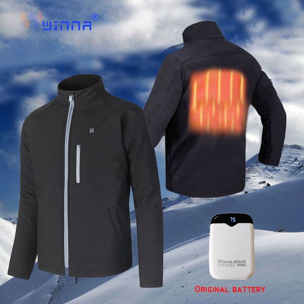 

winter men's usb infrared heater outdoor waterproof smart electric jacket original battery hunting jacket hiking jackets, Blue;black