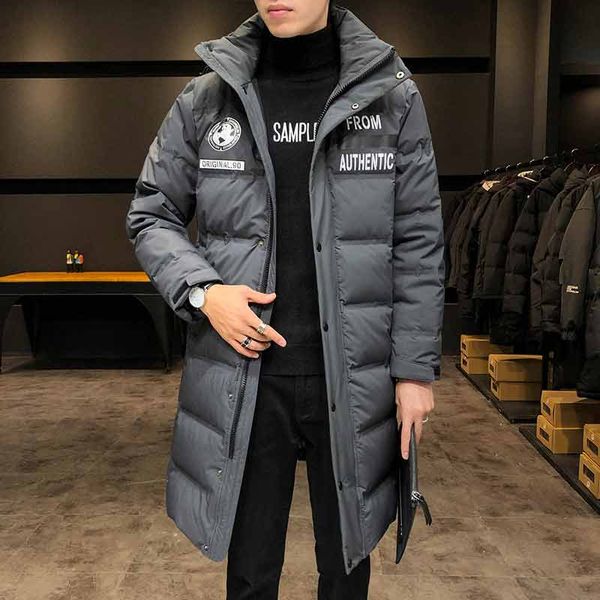 

мужская длинная пуховая куртка 2019 зимняя корейская версия новой мужской белой утки вниз толстый пуховик мужская одежда a1, Black;brown