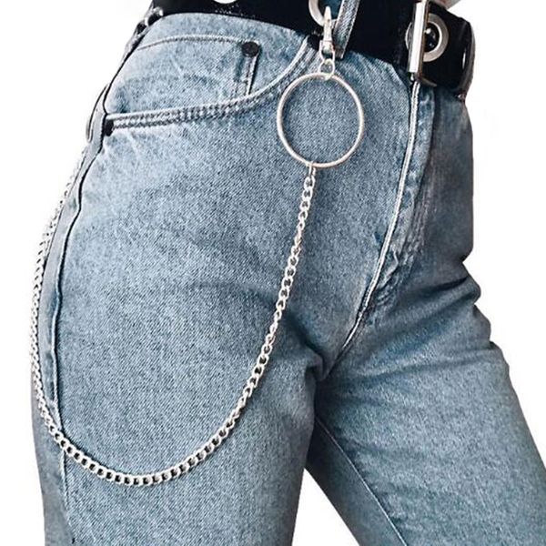 

new long metal wallet belt chain rock punk trousers hipster pant jean keychain silver ring clip keyring men's hiphop jewelry