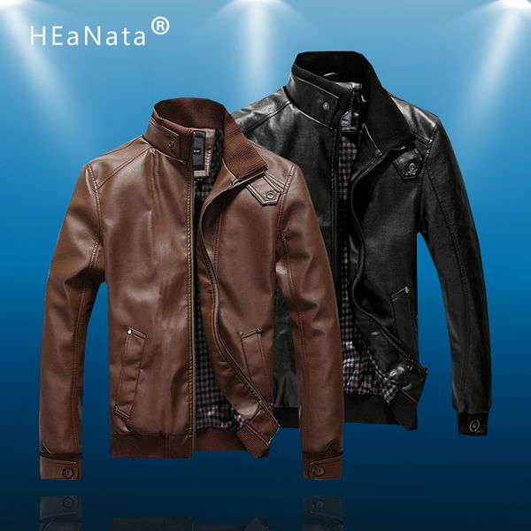 

men autumn new motorcycle causal vintage leather jacket coat men outfit fashion biker zipper pocket design pu leather jacket, Black;red