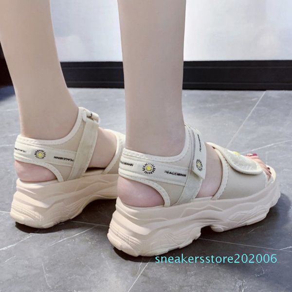 

women platform chunky sandals brand flower casual wedges shoes for woman fashion sports black open toe gladiator sandal summer s06