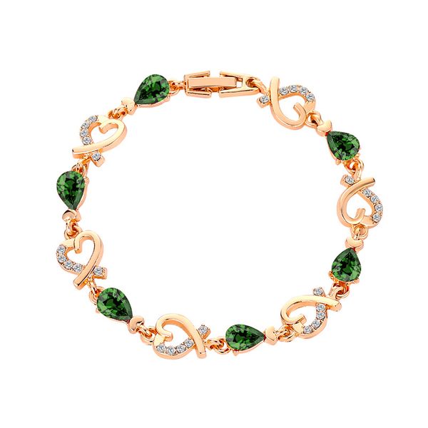 

wholesale-5 colors beautiful bracelet for women colorful austrian crystal fashion love heart shape chain bracelet bangle wholesale, Golden;silver