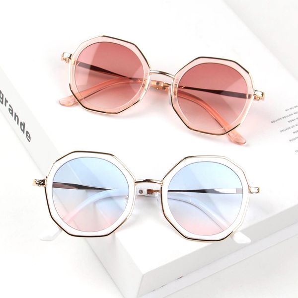 

oversize child polygon sunglasses for baby vintage irregular metal kids sun glasses boy girls big frame infant gafas oculos 2020, White;black
