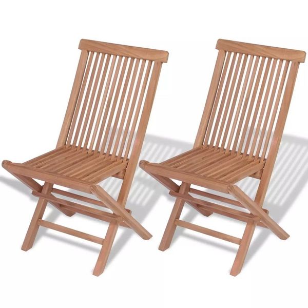 

folding chairs vidaxl teak 47x60x89 cm 2 units patio benches