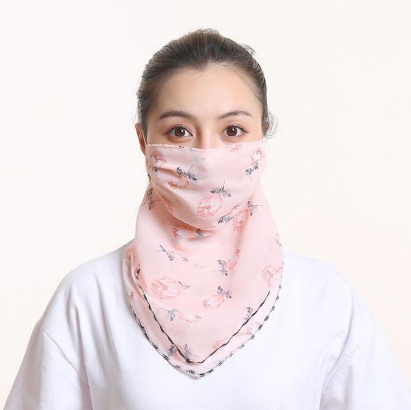

temperament neck breathable mask new summer anti-uv chiffon thin veil sunscreen multi-function large mask scarf for women gd196, Blue;gray