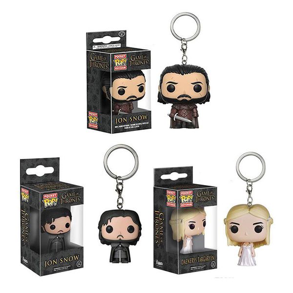 

3 style new game of thrones season 8 action figure pop keychain daenerys stormborn jon snow pop toy figure keychain for kids gifts