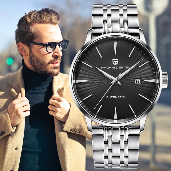 

pagani design men watch mechanical business wrist watch fashion simple mens automatic waterproof sport watches for men new, Slivery;brown