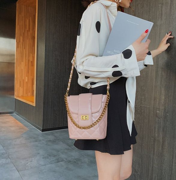 

2019 new korean style fashion rhombus single shoulder cross-body square sling bag summer new solid color chain bag women