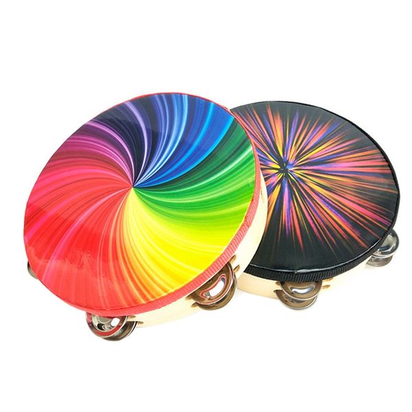 

8-inch percussion instrument double row color tambourine rainbow tambourine dazzling black tambourine performance stage musical