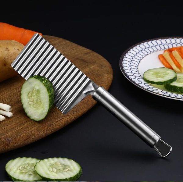 

potato french fry cutter stainless steel kitchen accessories wave knife chopper serrated blade carrot slicer fruit vegetable tools