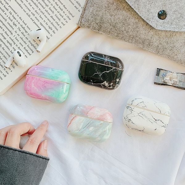 

marble pattern cover protective for apple airpods pro 2 1 bluetooth earphone case hard pc shell shockproof