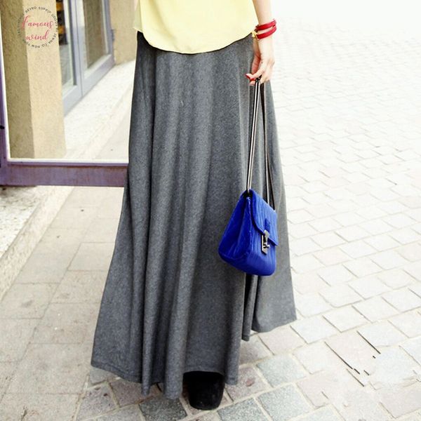 

new casual elegant women cotton long skirts elastic waist pleated maxi skirts beach boho vintage summer skirts faldas saia d160, Black