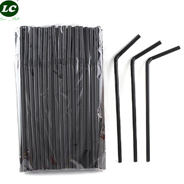 

1 bag dispasable straws cocktail decorative bars black straws cafes straws for party tableware 6mm