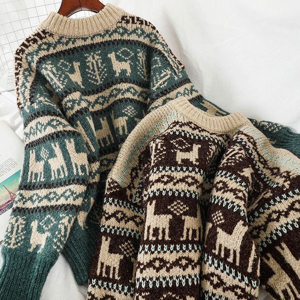 

2019 новая мода женская одежда зима печати свитер рождество свитер m747, White;black