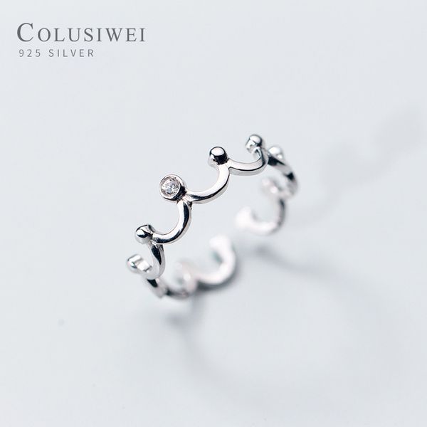 

colusiwei 925 sterling silver royal crown finger rings for women delicate sparkling cz wedding engagement band jewelry 2020 new, Golden;silver