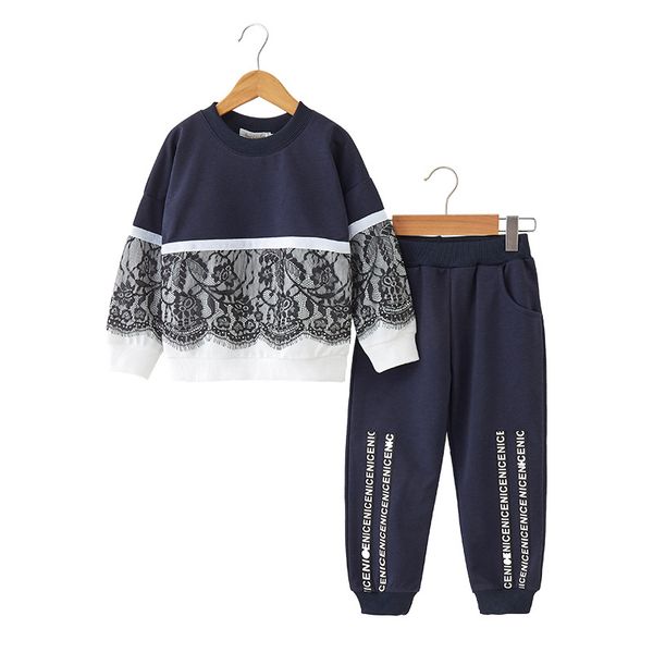 

winter kid girl clothes set cartoon printed long sleeve & pant 2 piece girl outfit winter, White