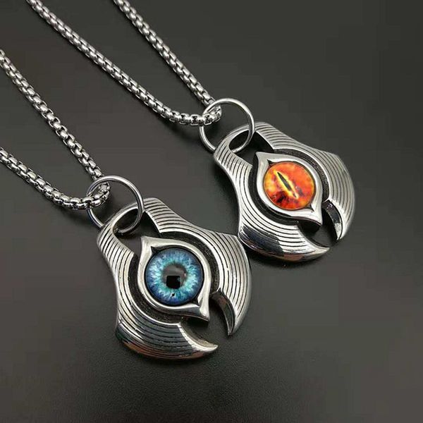 

punk stainless steel evil eye pendants necklaces for men rock jewerly, Silver