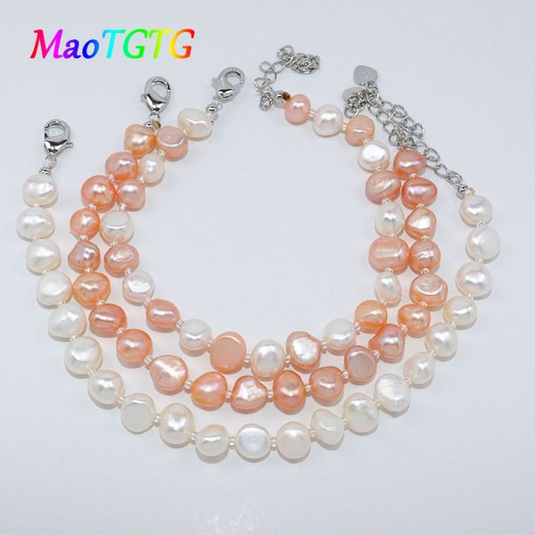 

fashion natural freshwater pearl bracelets for women rope chain adjustable pearl bracelets female bangles jewelry wholesale, Black