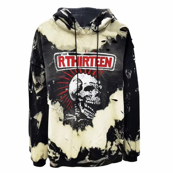 

oversize destroyed hole hoodies men women cotton winter washed do old cargo sweatshirts pullover, Black