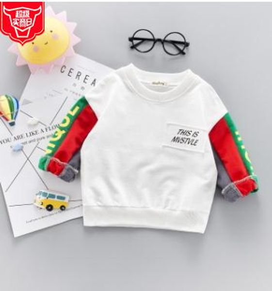 

kids clothes 2019 spring children's sweatshirt letter brand color match baby clothes 1 2 3 4 y costume for kids sy-f191004, Black